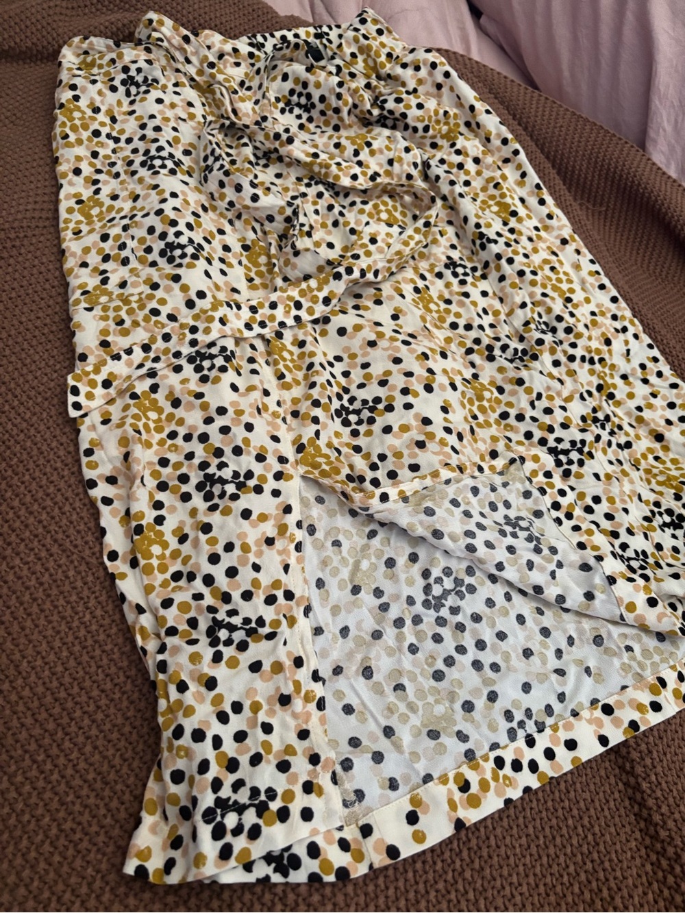 Mossimo Supply Co. Yellow Black White Polka Dot Wrap Skirt - Picture 4 of 5